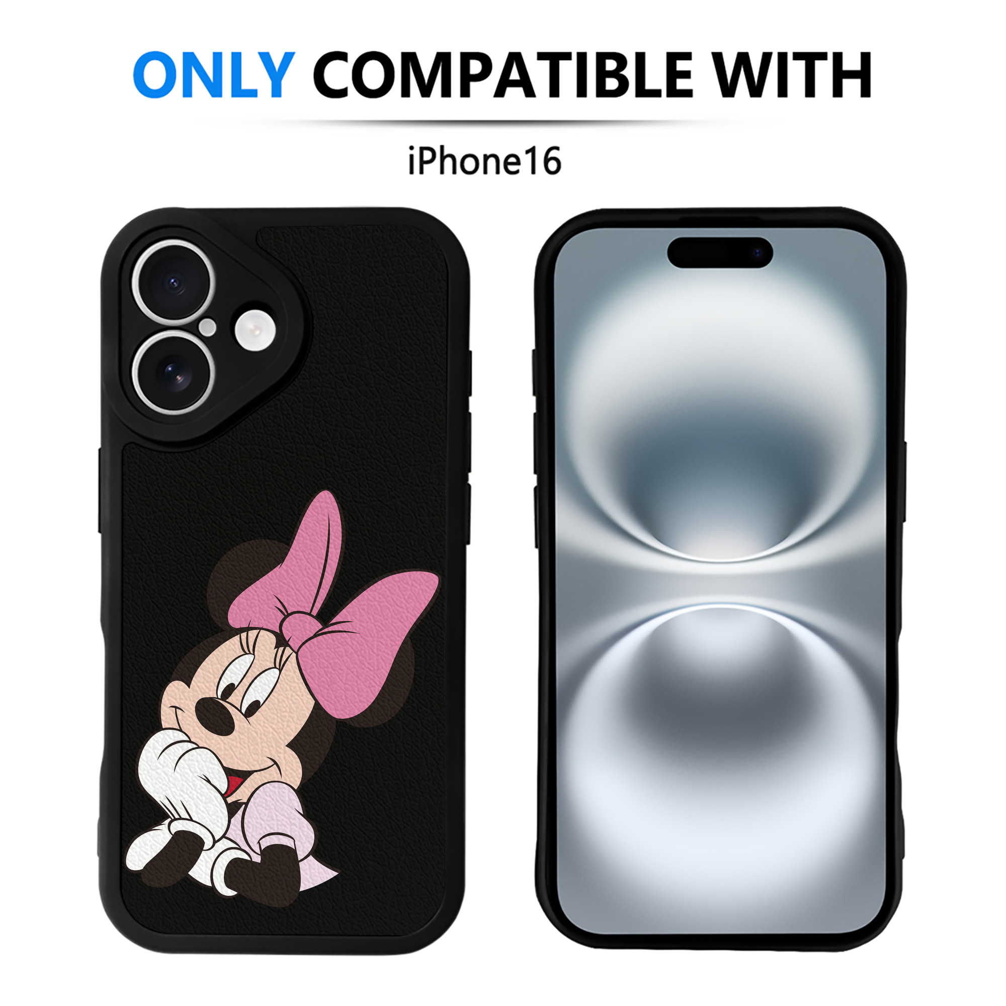 （画像用） ミッキーマウス Mickey Mouse 【iPhone 16シリーズ対応】シリコンスマホケース（レザー調） 材質：シリコン